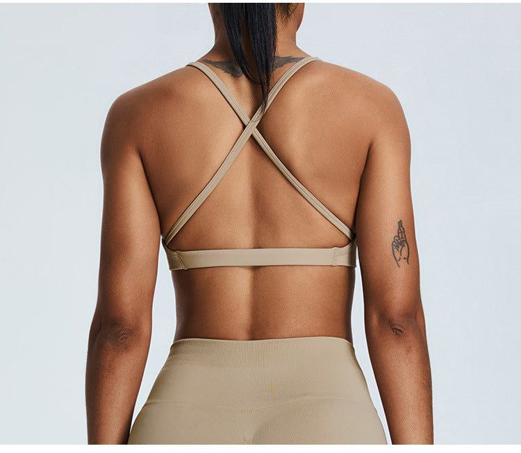Seamless Nude-Feel Sports Bra: Open-Back Yoga Bralette & Quick-Dry Fitness Tank Top