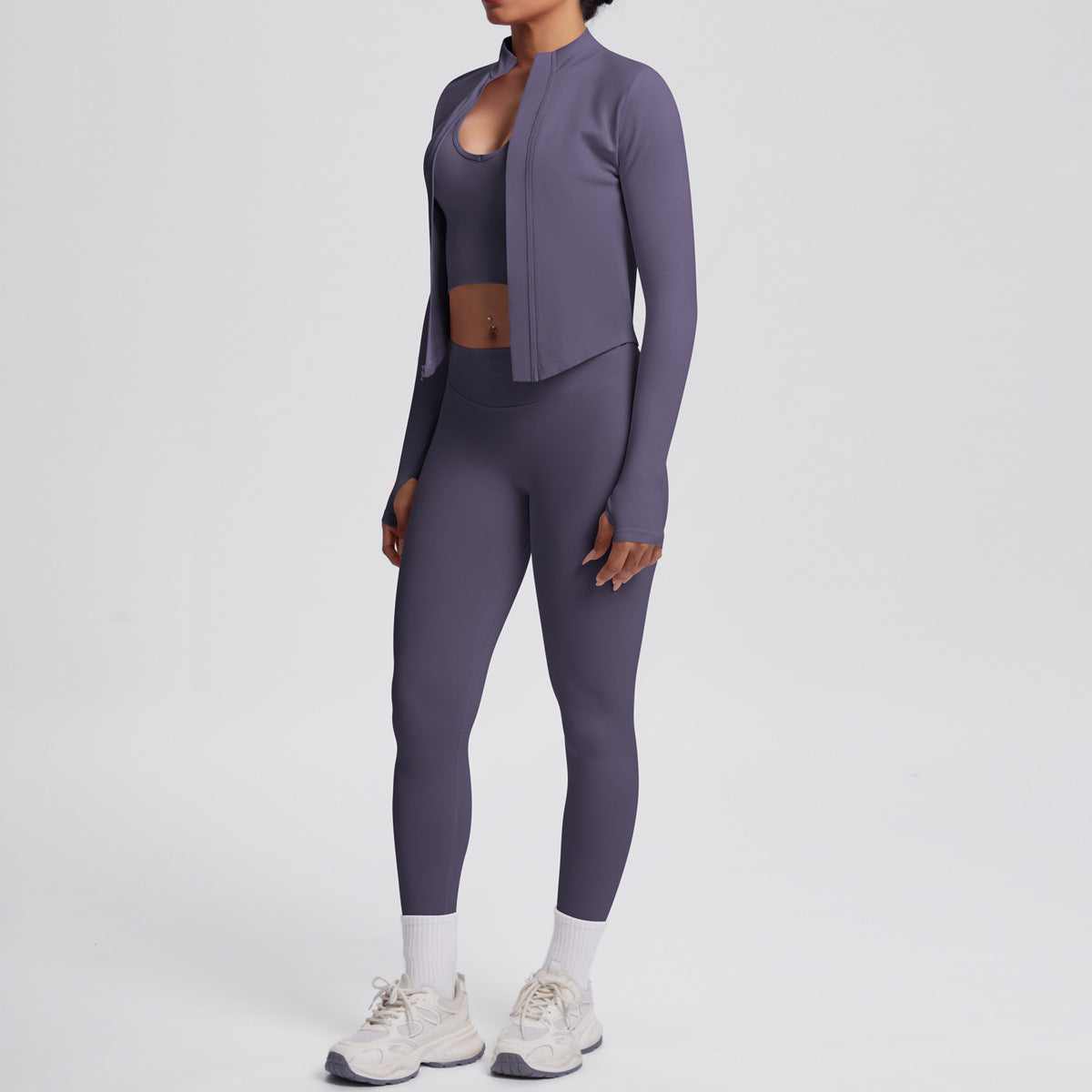 Ensemble de yoga 3 pièces sans coutures : Tenue d'entraînement respirante et très extensible - Soutien-gorge de sport, haut ajusté et leggings taille haute