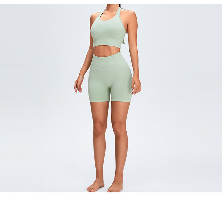 Seamless Peach-Lift Yoga Set: Slim-Fit Scrunch Butt Leggings & Running Workout Activewear