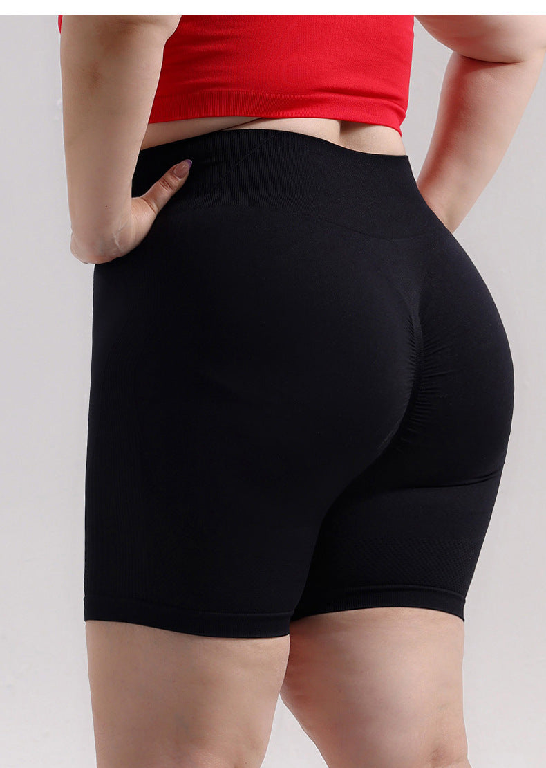 Women's Plus Size Seamless Peach Booty Shorts, Slim Fit Butt Lifting Yoga 3-Piece Shorts for Outdoor Running & Fitness