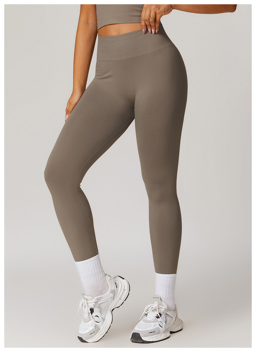 Seamless Ribbed-Waistband Yoga Leggings: High-Waisted Tummy-Control & Booty-Lifting Fitness Pants 6825