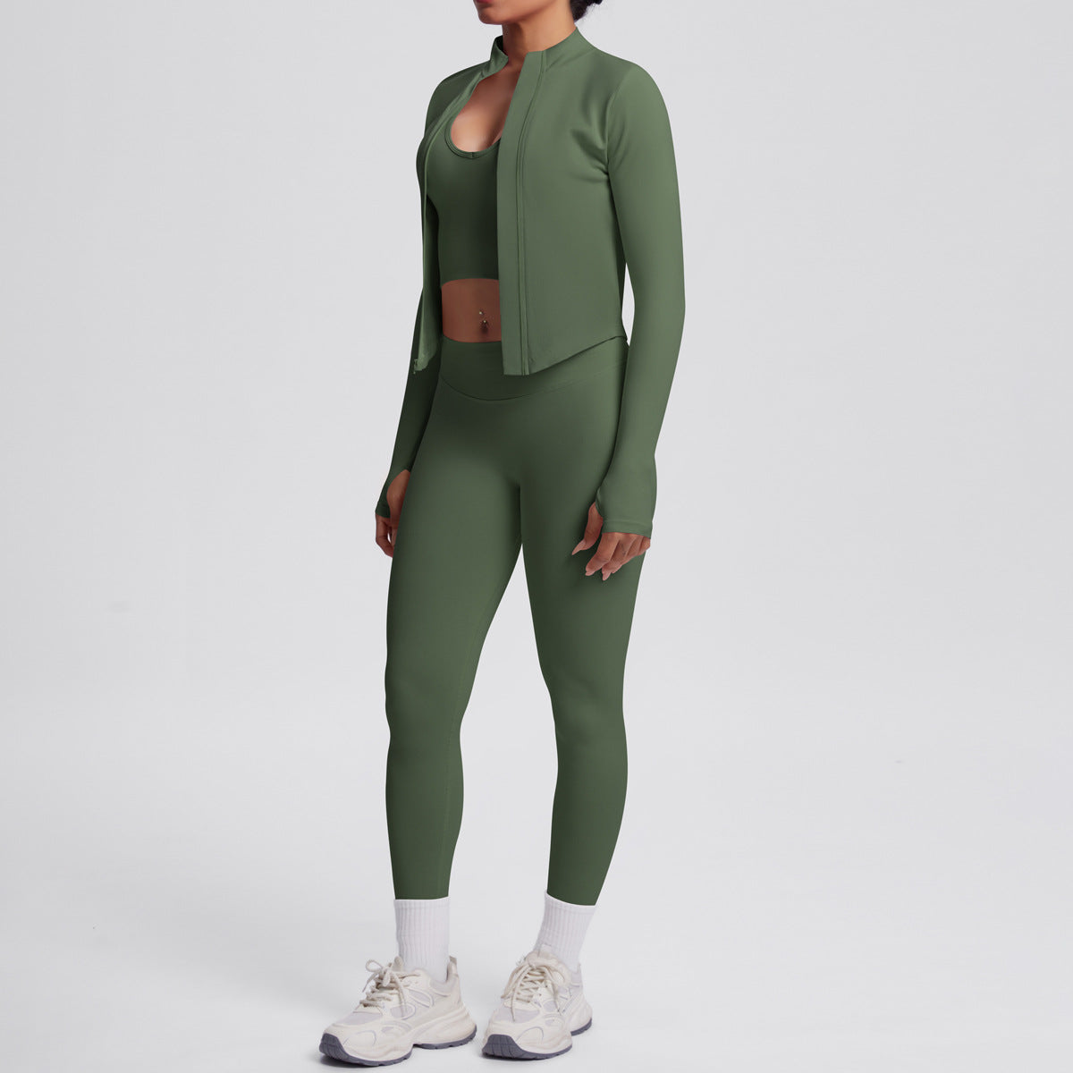 Ensemble de yoga 3 pièces sans coutures : Tenue d'entraînement respirante et très extensible - Soutien-gorge de sport, haut ajusté et leggings taille haute