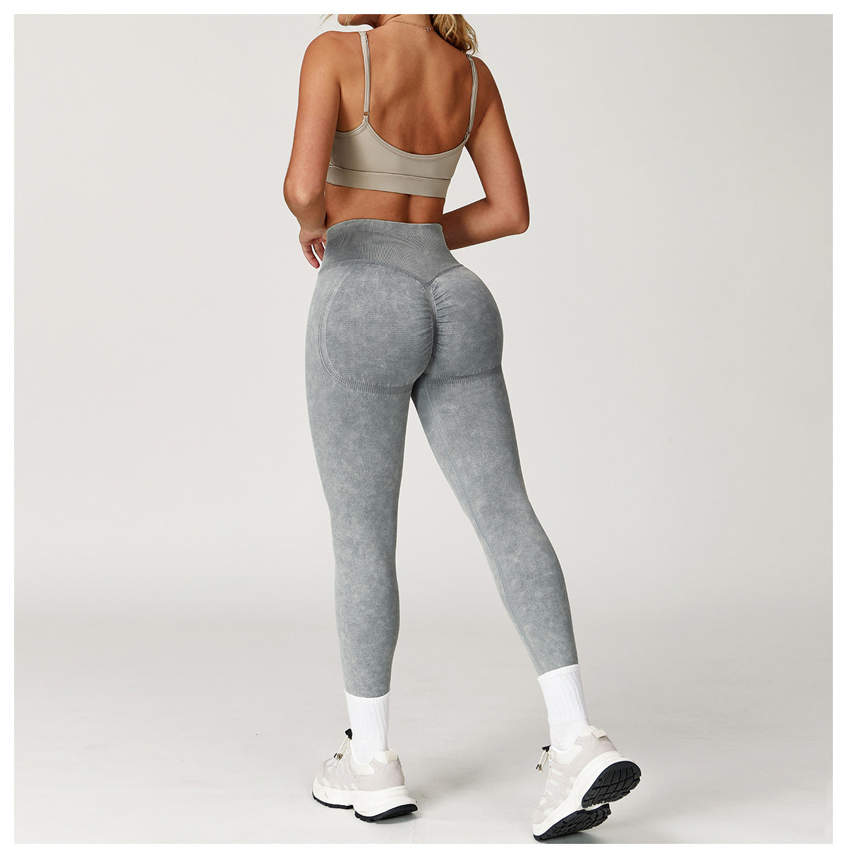 Leggings de Yoga sans Couture Délavés : Pantalon de Fitness Gainant Taille Haute pour la Course 4425