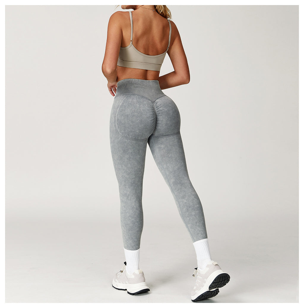 Seamless Ribbed-Waistband Yoga Leggings: High-Waisted Tummy-Control & Booty-Lifting Fitness Pants 6825