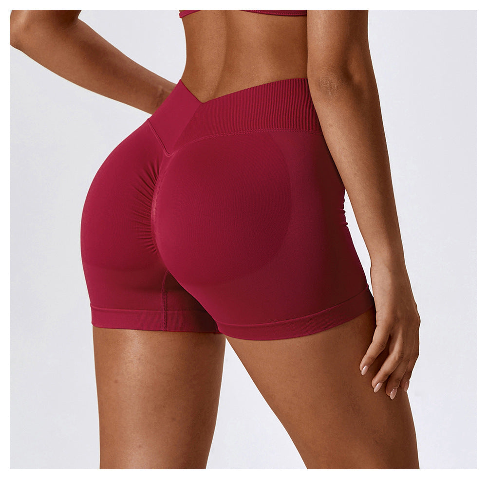 Short de Yoga Taille Haute Sans Couture : Short Cycliste de Sport Gainant et Rehausseur de Fesses 4389