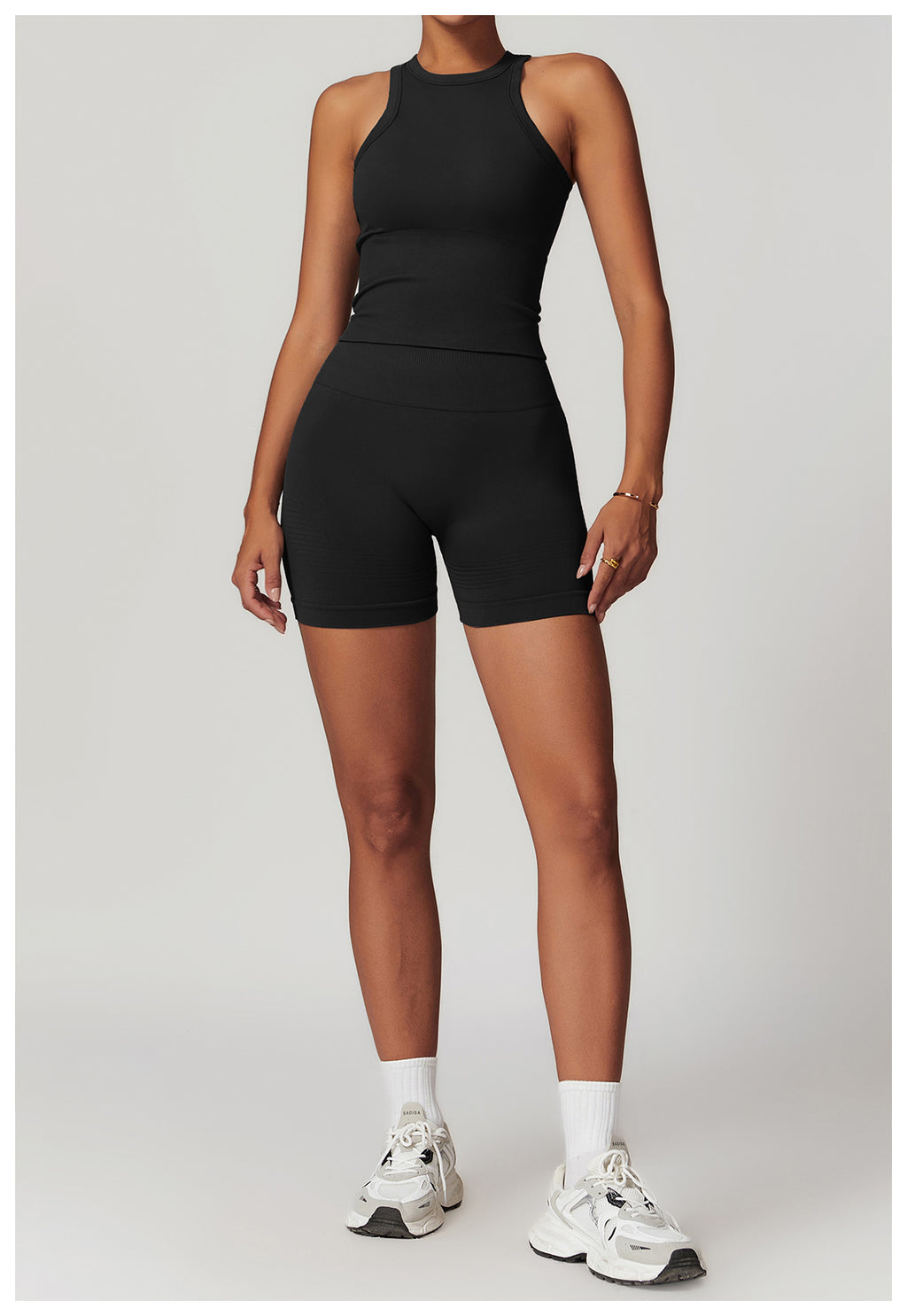 Ensemble de yoga côtelé sans couture à dos nageur : Ensemble de vêtements de sport gainant et rehausseur de fessier 5479
