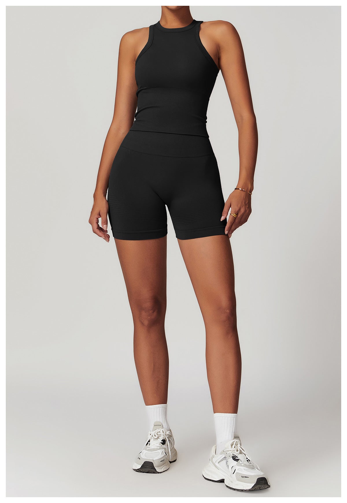 Ensemble de yoga côtelé sans couture à dos nageur : Ensemble de vêtements de sport gainant et rehausseur de fessier 5479