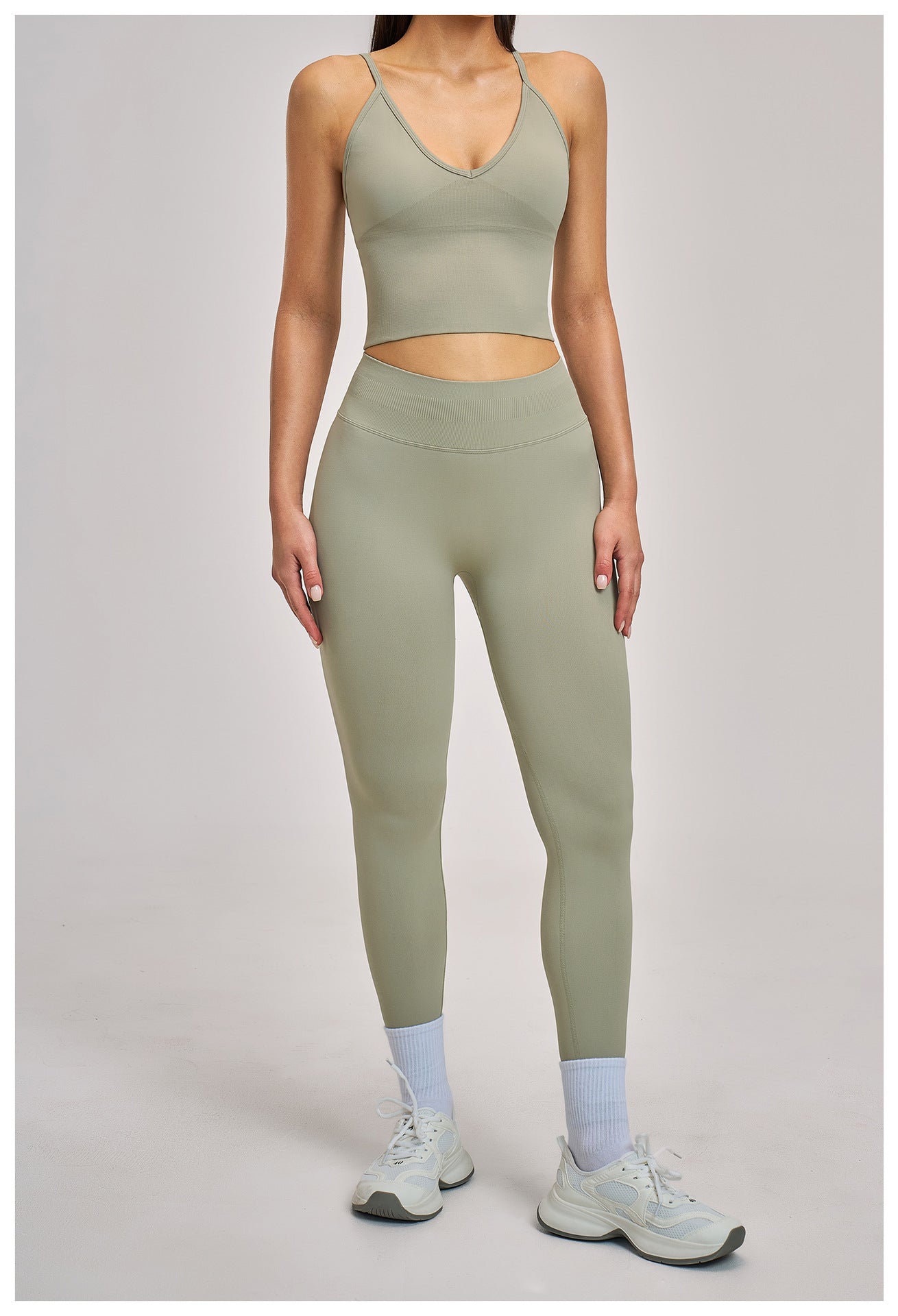 Seamless Racerback Yoga Set: High-Stretch Slim-Fit Activewear for Running & Fitness 5344