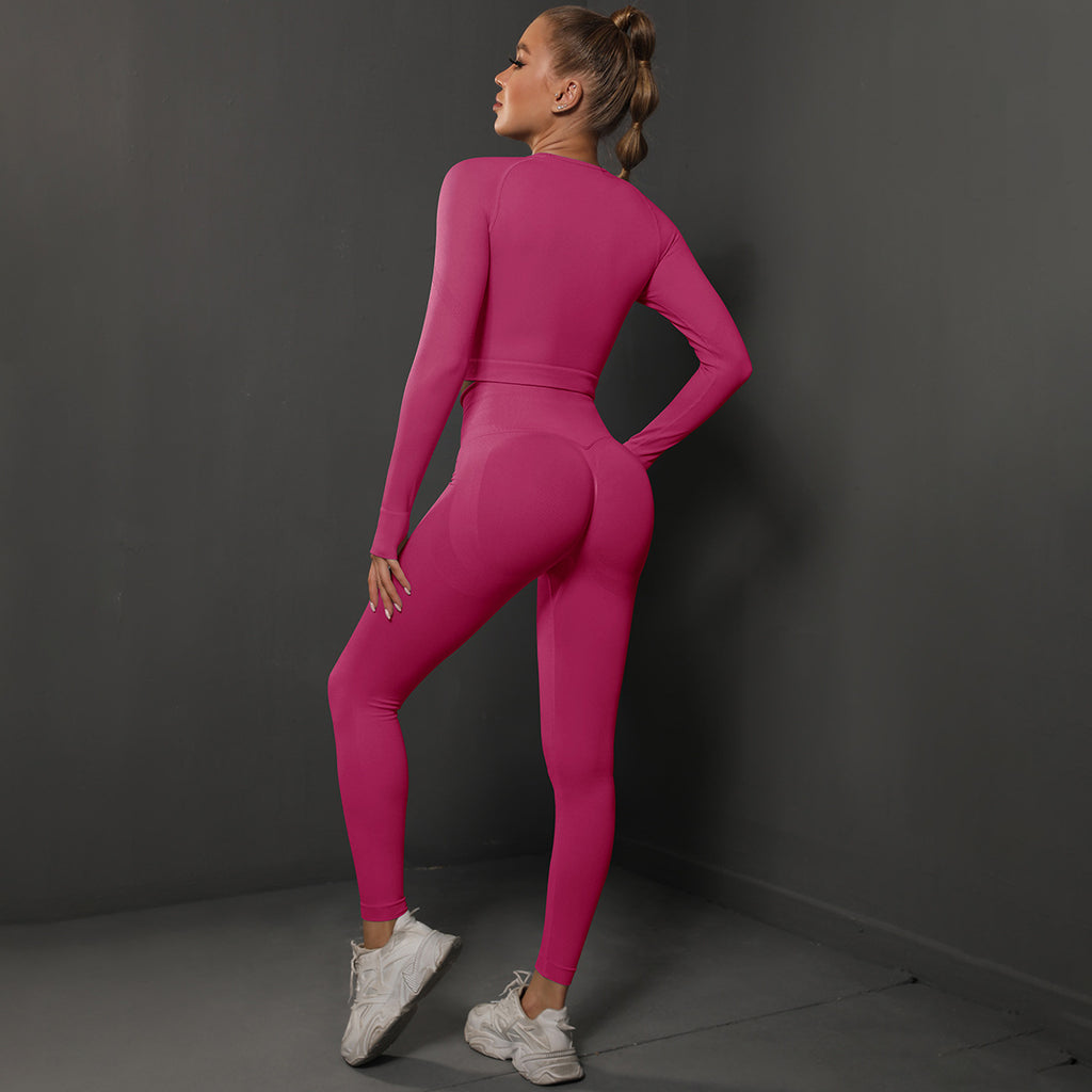 Ensemble de Yoga Sans Couture "Scrunch Butt": Legging Taille Haute Rehausseur de Fesses & Tenue de Sport Compressive 2 Pièces