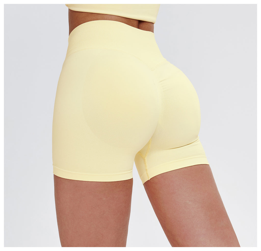 Seamless High-Waisted Yoga Shorts: Booty-Lifting Quick-Dry Activewear for Running & Fitness 9687