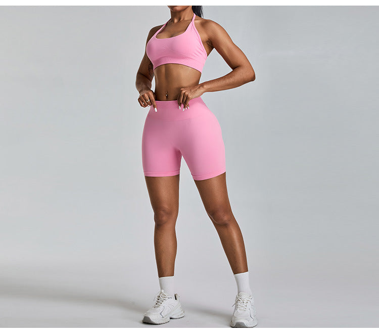 Seamless Halter-Neck Yoga Tank: Open-Back Sports Bra & Quick-Dry Outdoor Fitness Top