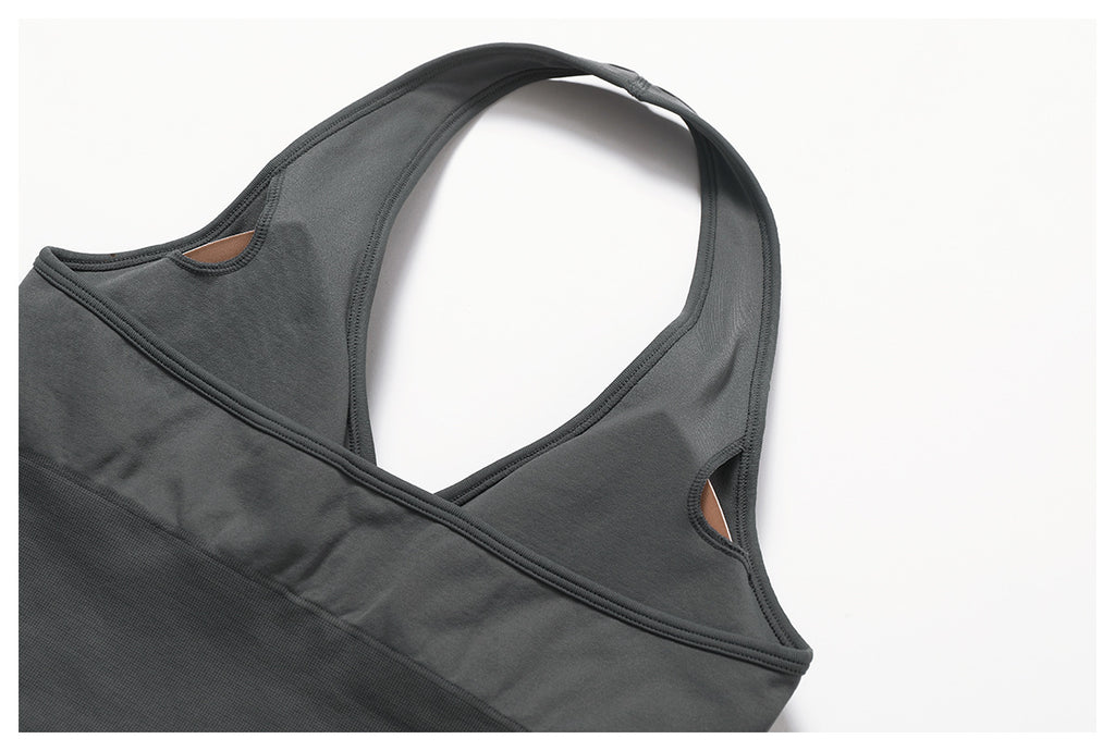 Ensemble de yoga côtelé sans couture à dos nageur : Ensemble de vêtements de sport gainant et rehausseur de fessier 5479