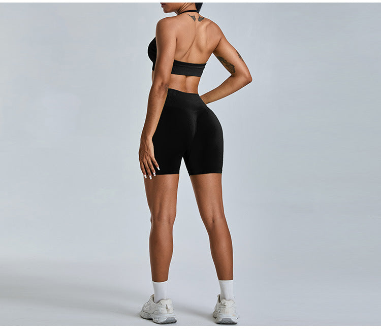 Seamless Halter-Neck Yoga Tank: Open-Back Sports Bra & Quick-Dry Outdoor Fitness Top