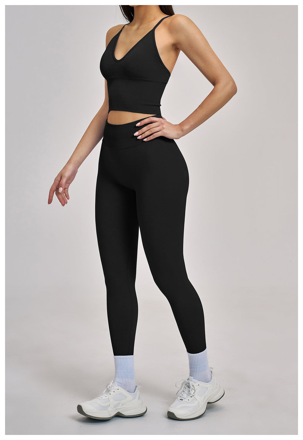 Seamless Racerback Yoga Set: High-Stretch Slim-Fit Activewear for Running & Fitness 5344