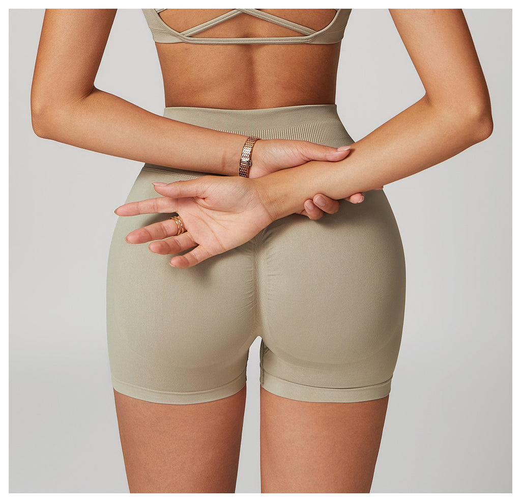 Seamless High-Waisted Yoga Shorts: Booty-Lifting Quick-Dry Activewear for Summer Fitness 5563