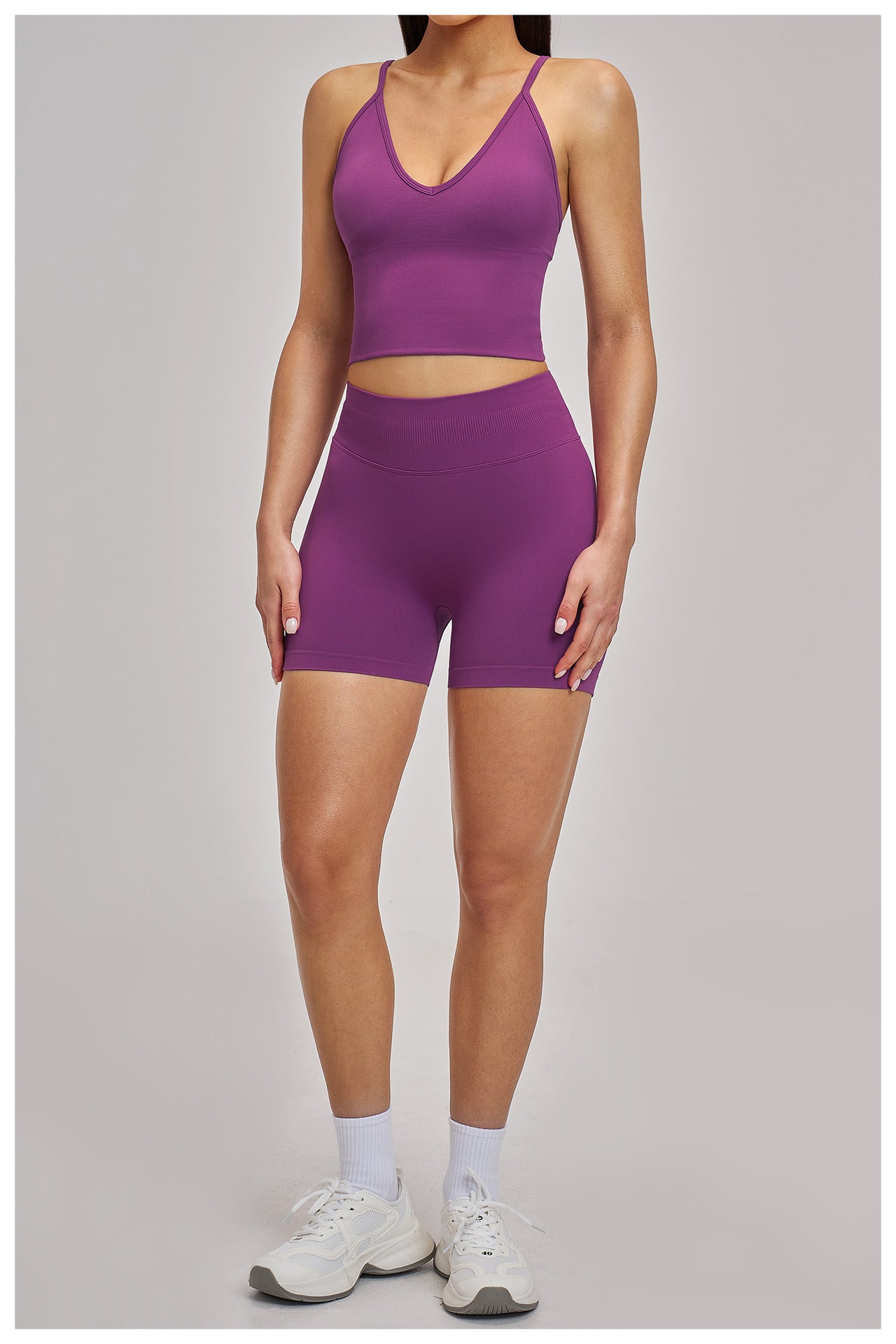 Seamless Criss-Cross Yoga Set: High-Stretch Slim-Fit Activewear & Performance Suite 4486