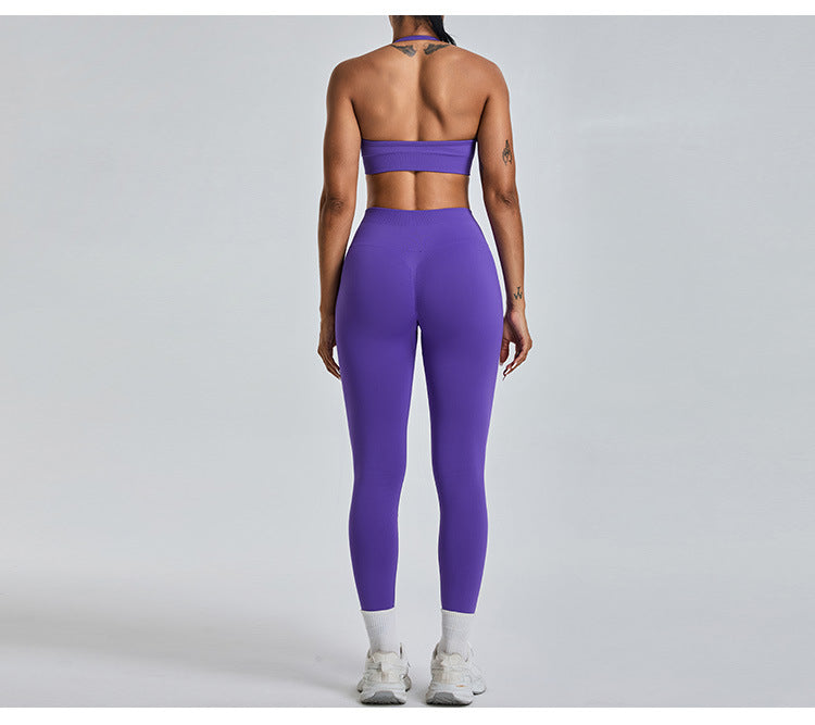 Seamless Halter-Neck Yoga Tank: Open-Back Sports Bra & Quick-Dry Outdoor Fitness Top