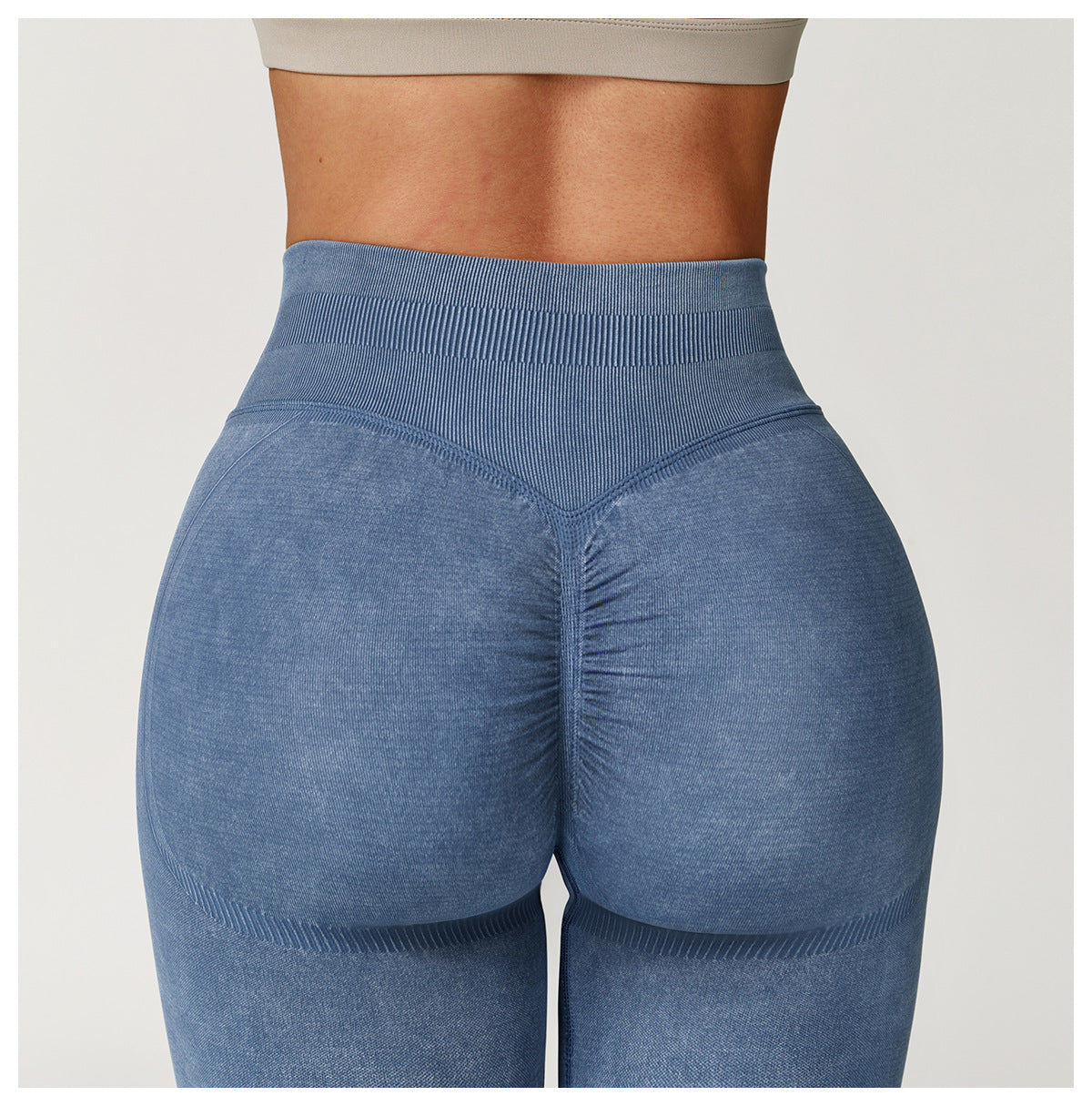 Nahtlose Yoga-Leggings mit Säurewaschung: High-Waist-Fitnesshosen mit Po-Lifting für das Laufen 4425