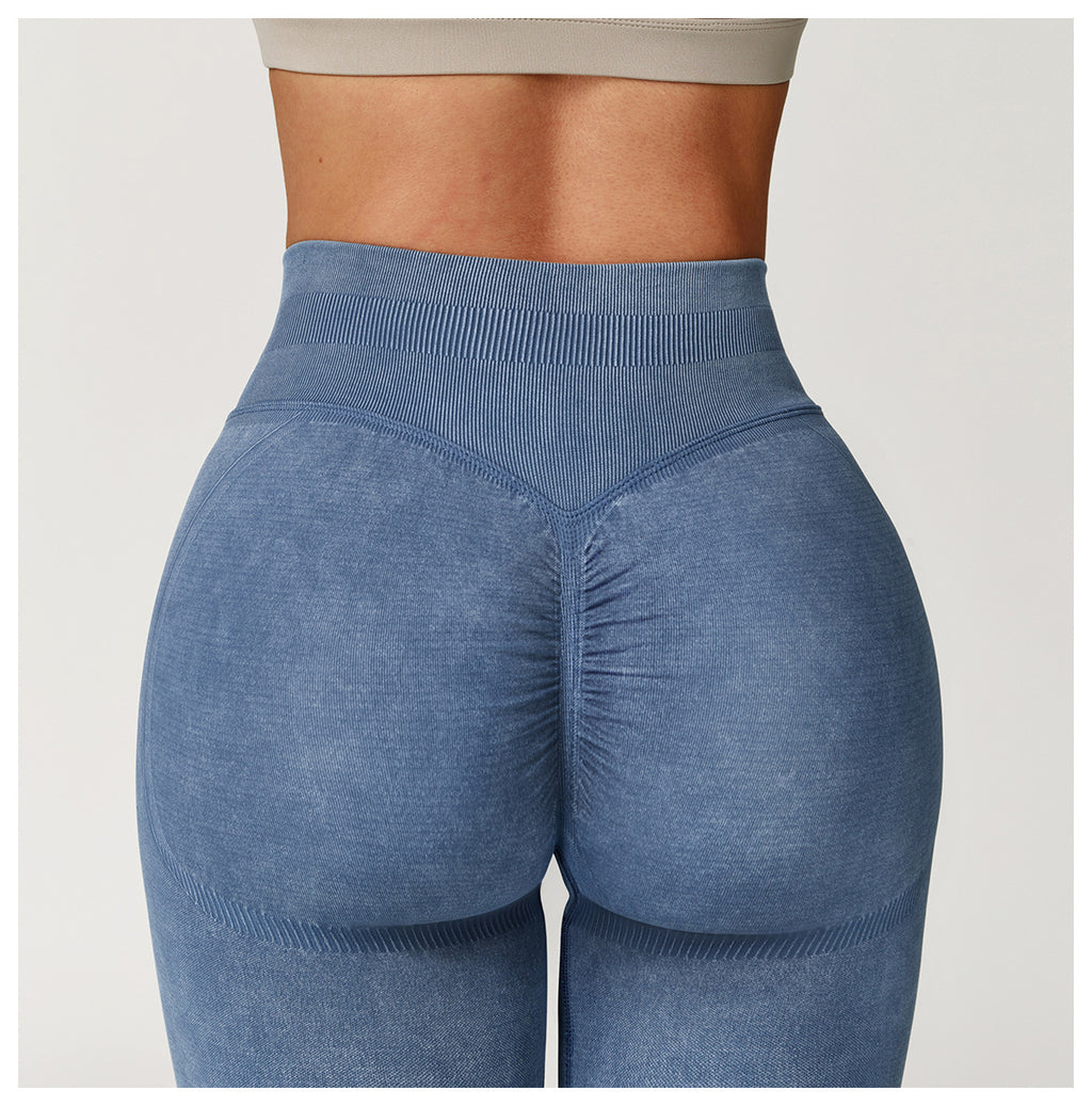 Seamless Ribbed-Waistband Yoga Leggings: High-Waisted Tummy-Control & Booty-Lifting Fitness Pants 6825
