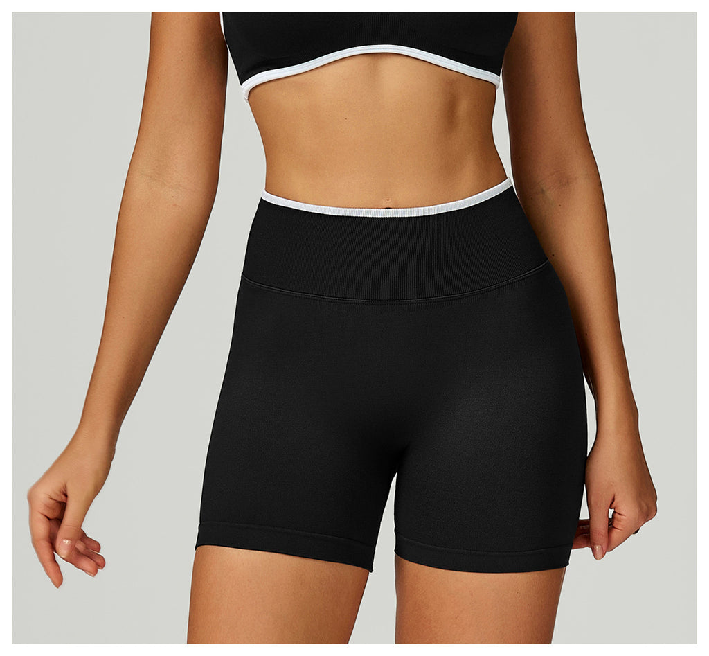 Short de Yoga Sans Couture à Contraste : Legging Taille Haute et Coupe Ajustée pour la Course 5726