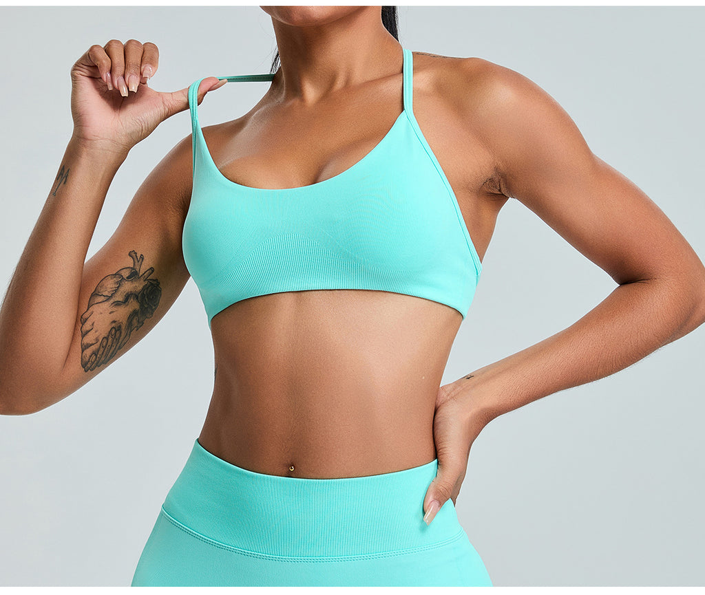 Seamless Yoga Cami Sports Bra: Open-Back Workout Tank Top & Quick-Dry Fitness Bralette