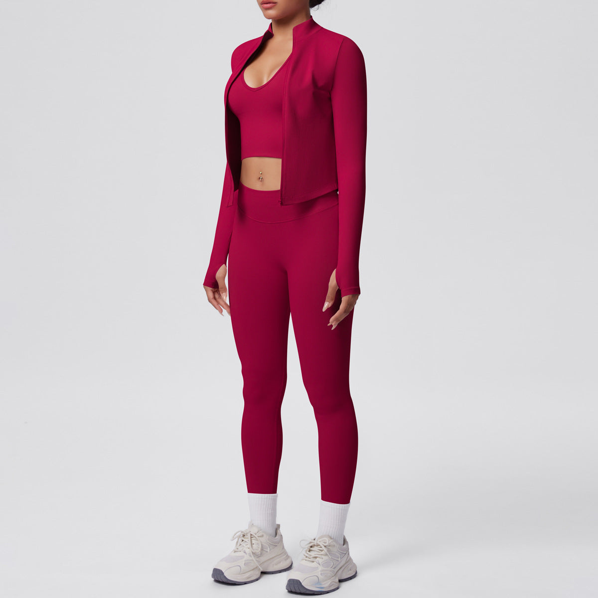 Ensemble de yoga 3 pièces sans coutures : Tenue d'entraînement respirante et très extensible - Soutien-gorge de sport, haut ajusté et leggings taille haute