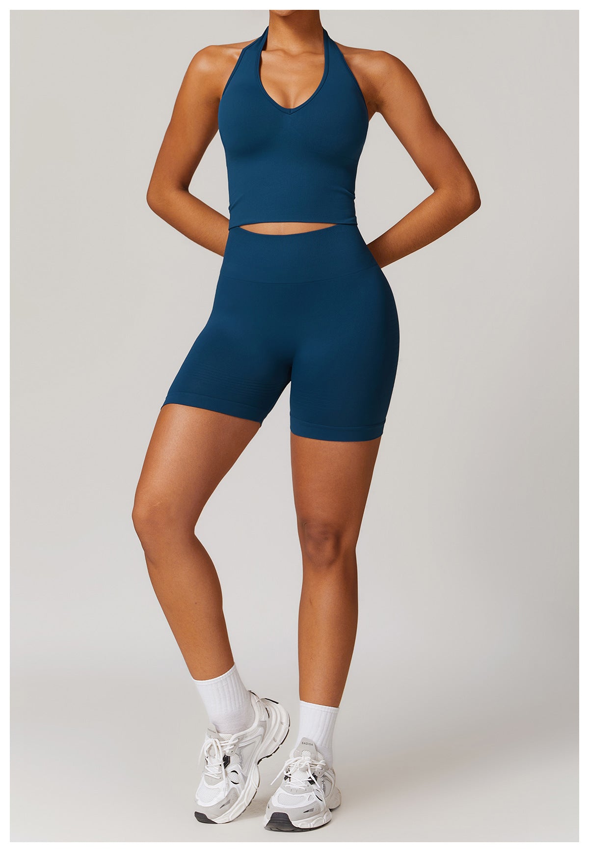 Ensemble de yoga côtelé sans couture à dos nageur : Ensemble de vêtements de sport gainant et rehausseur de fessier 5479