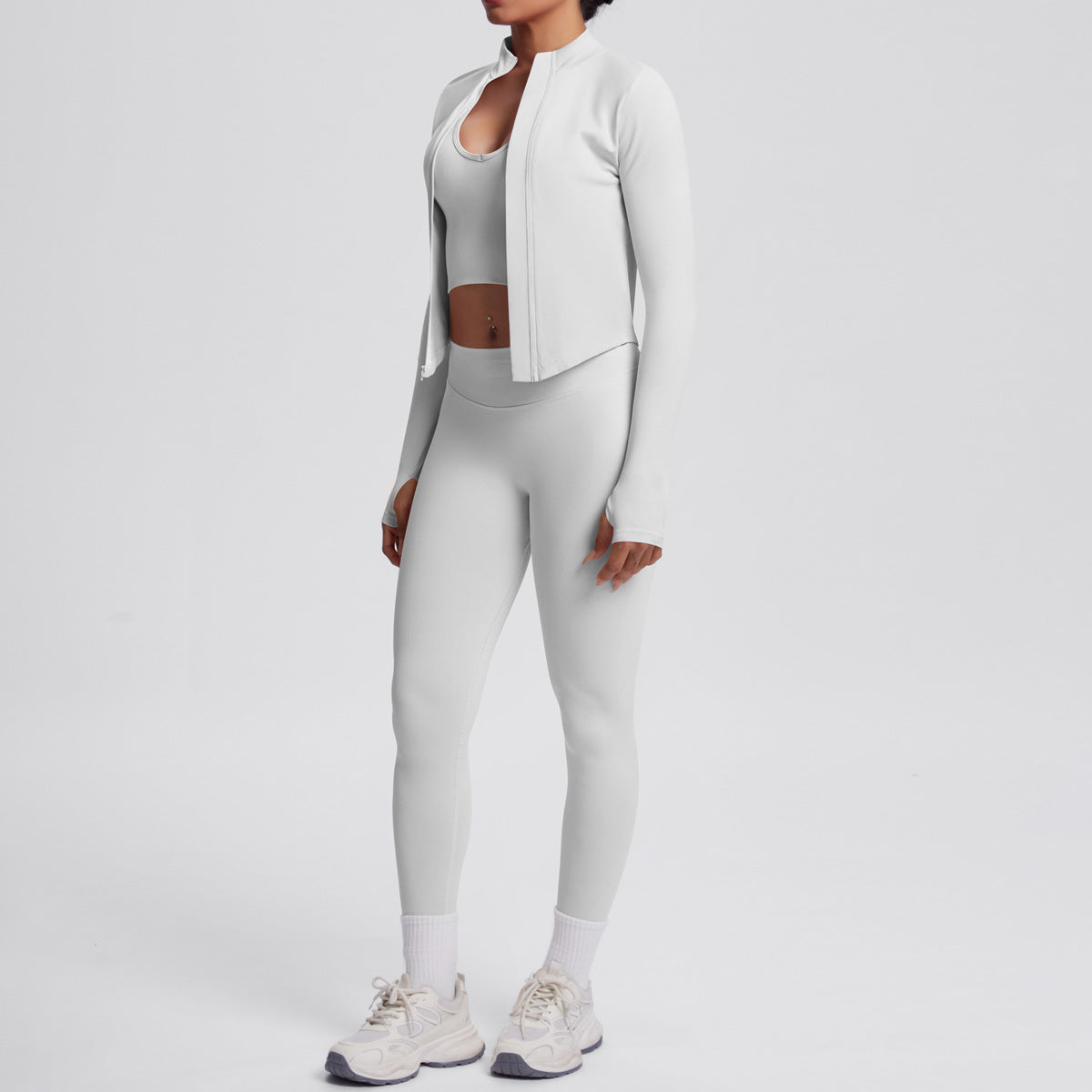 Ensemble de yoga 3 pièces sans coutures : Tenue d'entraînement respirante et très extensible - Soutien-gorge de sport, haut ajusté et leggings taille haute