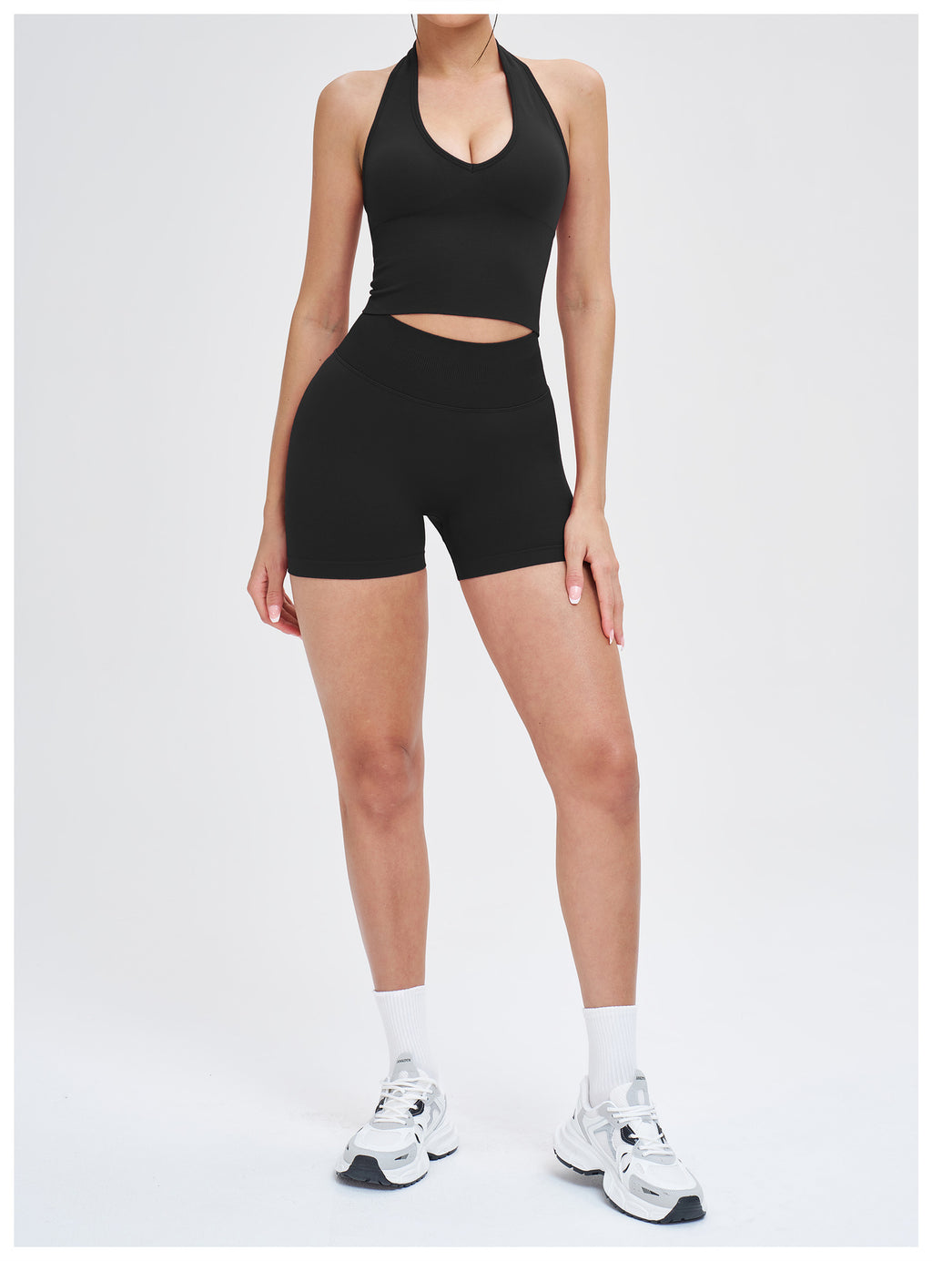 Ensemble de yoga sans coutures à col rond : Tenue de sport confortable pour la course en extérieur et le fitness 5734