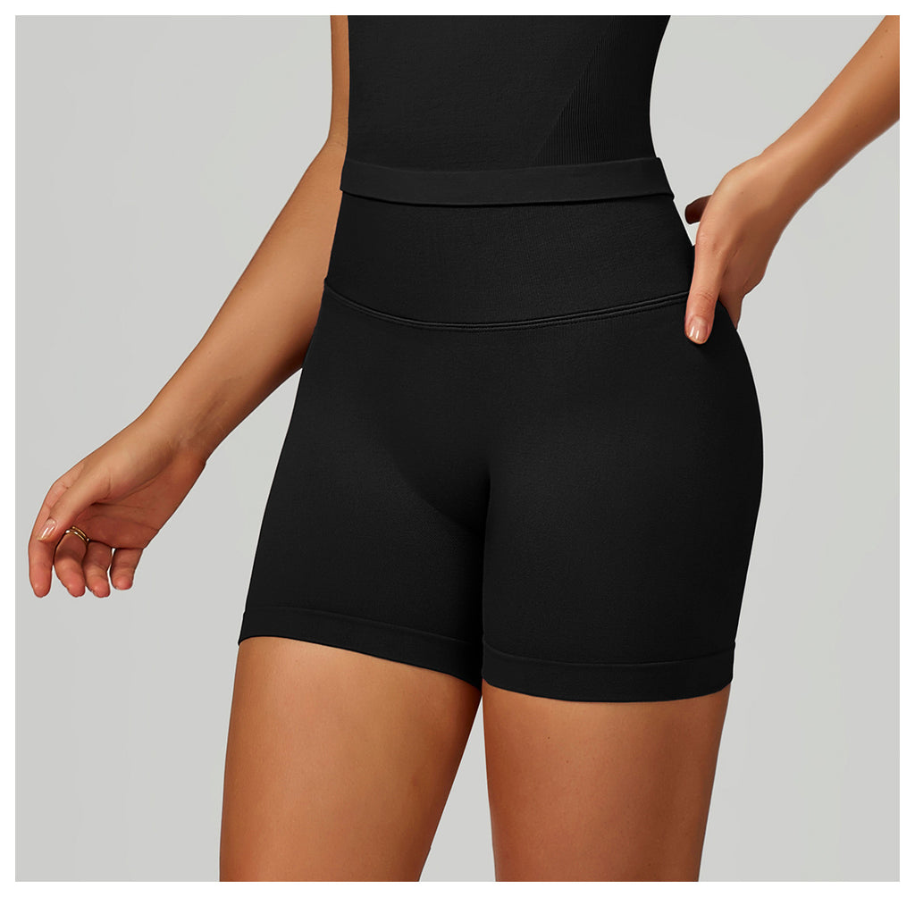 Short de Yoga Sans Couture à Contraste : Legging Taille Haute et Coupe Ajustée pour la Course 5726