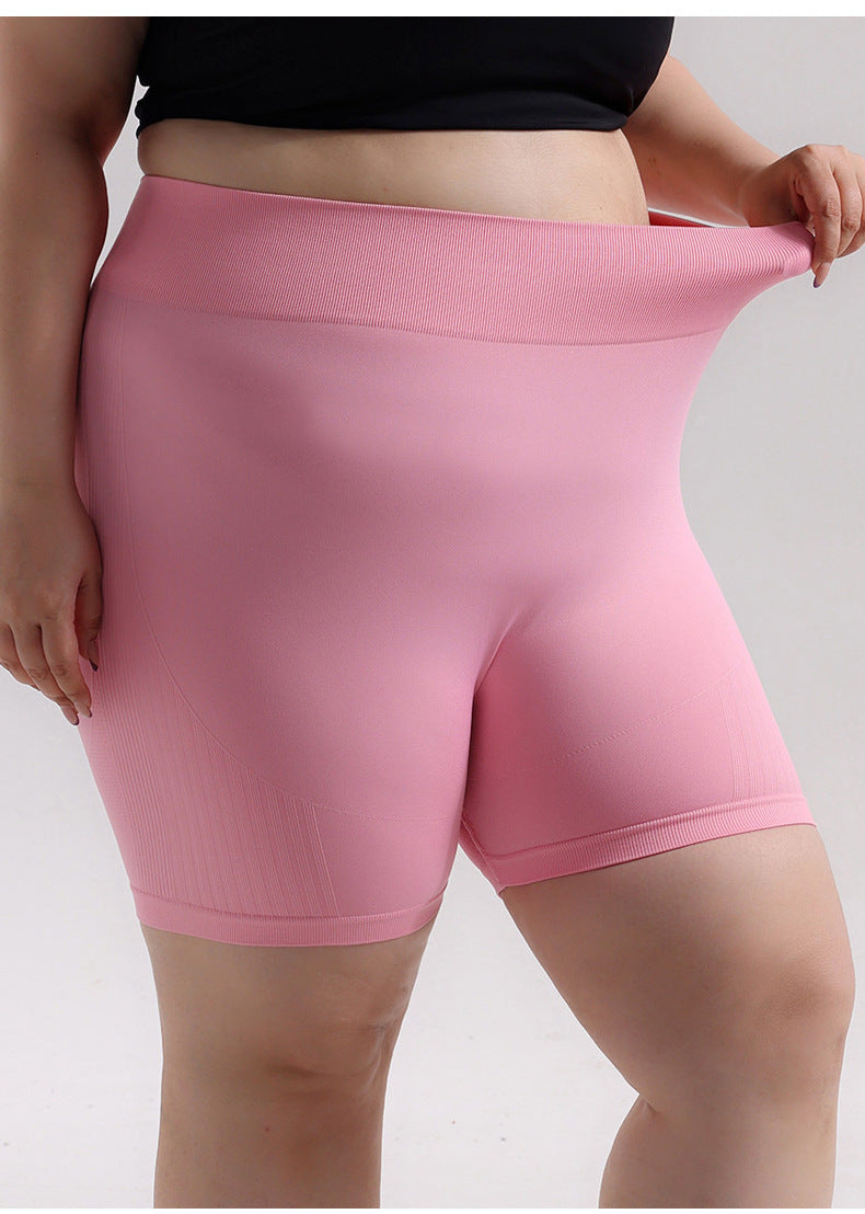 Women's Plus Size Seamless Peach Booty Shorts, Slim Fit Butt Lifting Yoga 3-Piece Shorts for Outdoor Running & Fitness