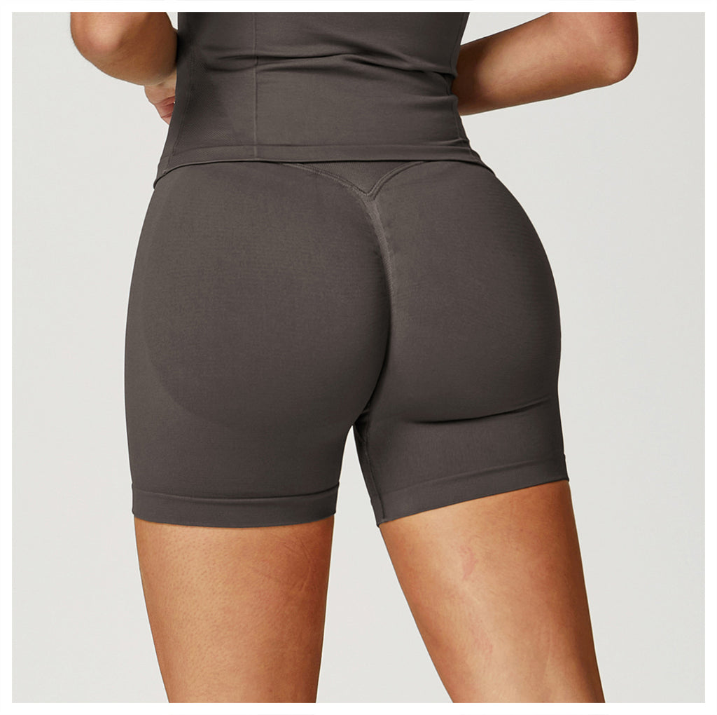 Seamless High-Waisted Yoga Shorts: Booty-Lifting Quick-Dry Activewear for Running & Fitness 9687