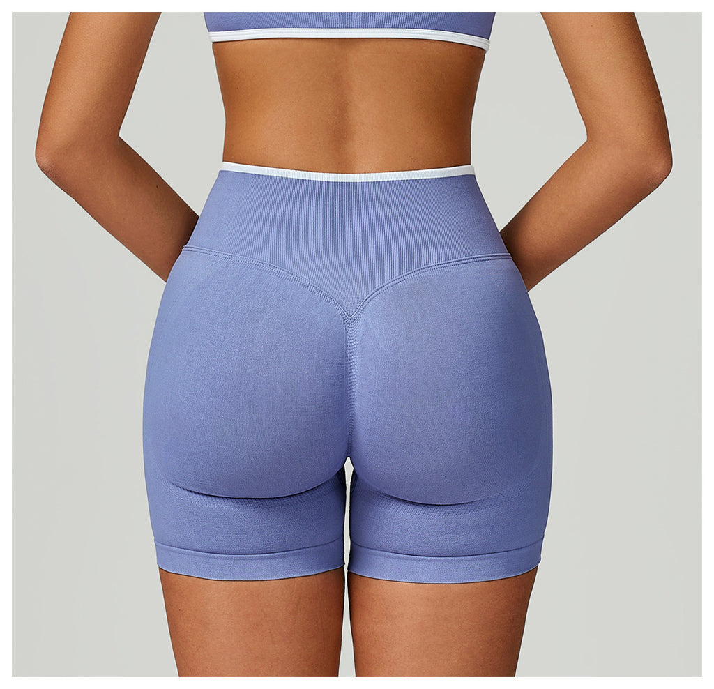 Short de Yoga Sans Couture à Contraste : Legging Taille Haute et Coupe Ajustée pour la Course 5726