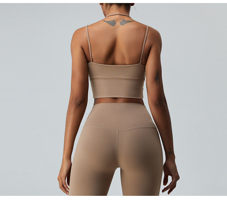 Seamless Criss-Cross Back Sports Bra: Nude-Feel Yoga Tank Top & Quick-Dry Fitness Bralette