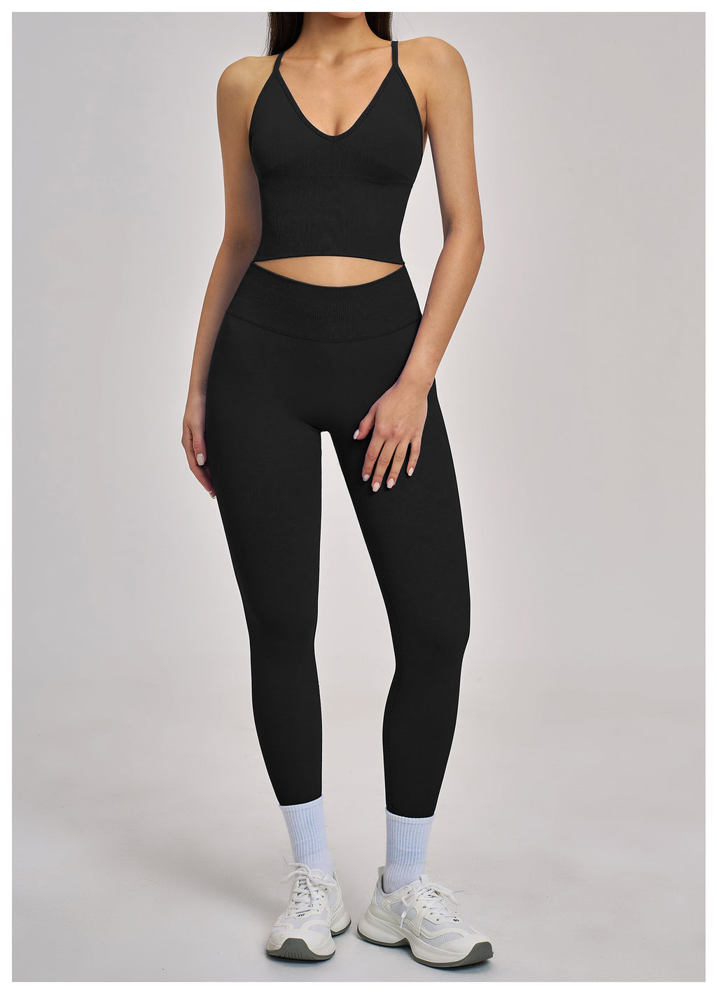Seamless Racerback Yoga Set: High-Stretch Slim-Fit Activewear for Running & Fitness 5344