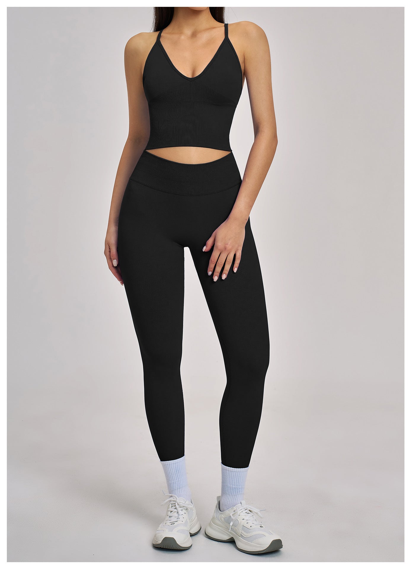 Seamless Racerback Yoga Set: High-Stretch Slim-Fit Activewear for Running & Fitness 5344