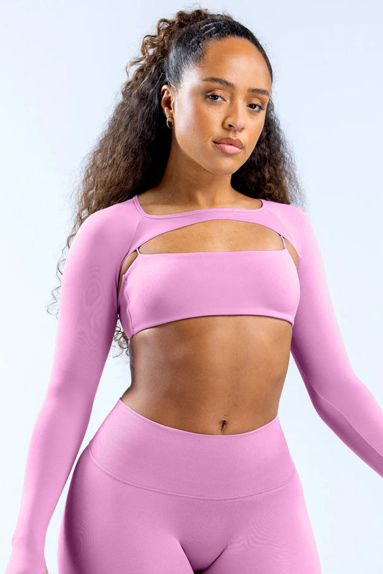 Cardigan de sport femme "Naked Feeling" avec trou pour le pouce, gilet de yoga à manches longues, haut de fitness pour la course