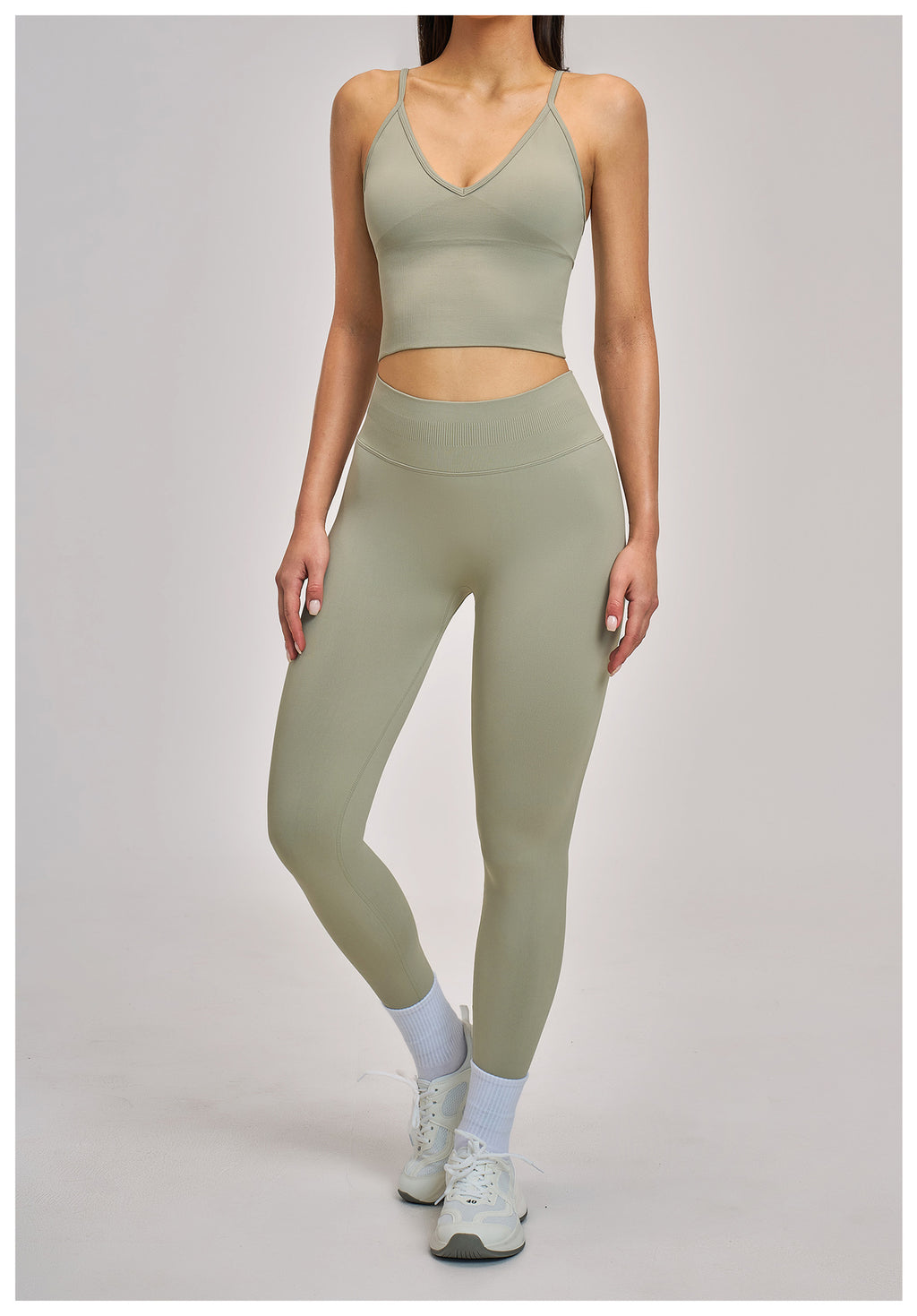 Seamless Racerback Yoga Set: High-Stretch Slim-Fit Activewear for Running & Fitness 5344