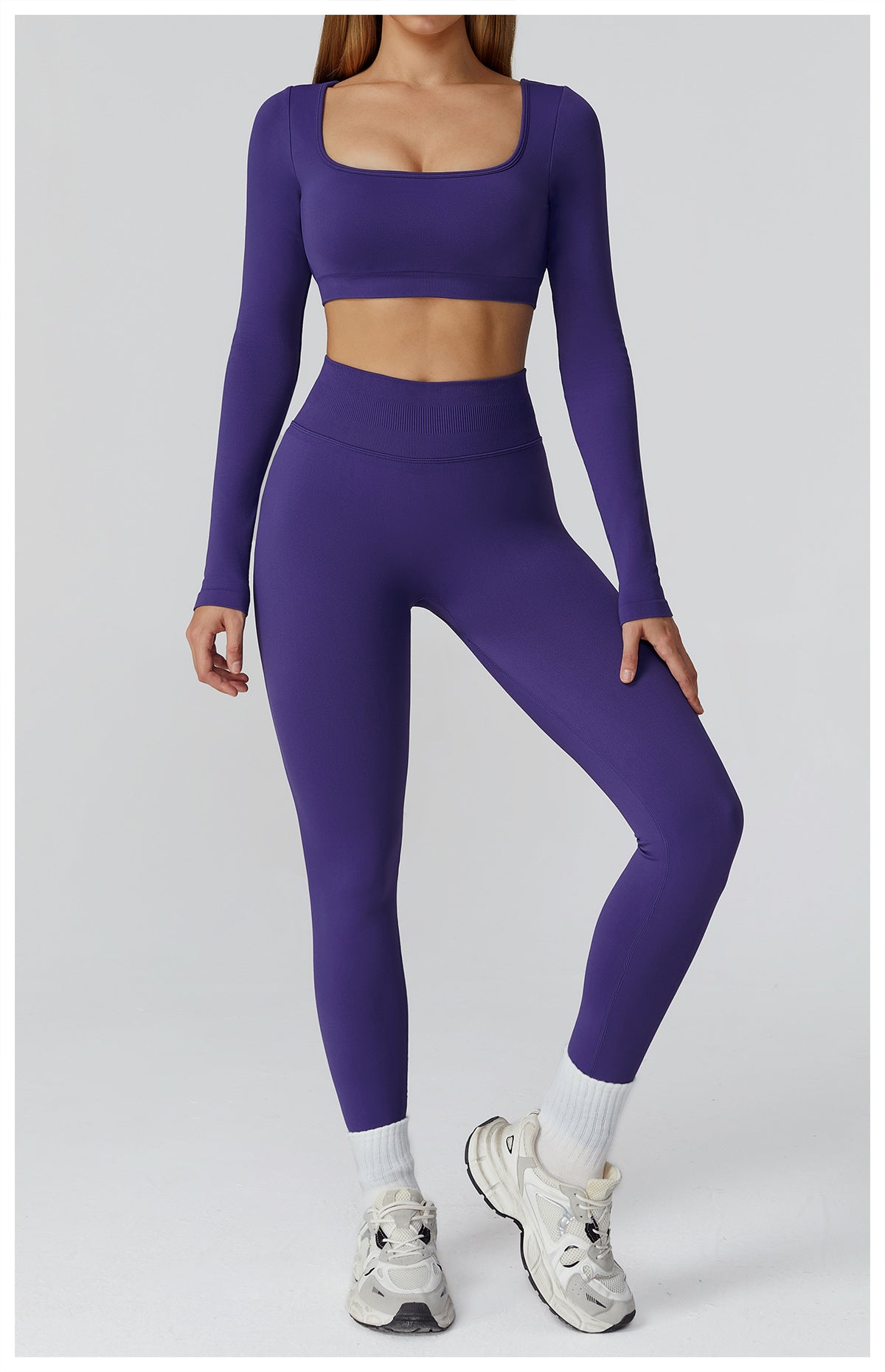 Ensemble de yoga sans couture : Tenue de sport taille haute dos nu pour la course et le fitness 2184