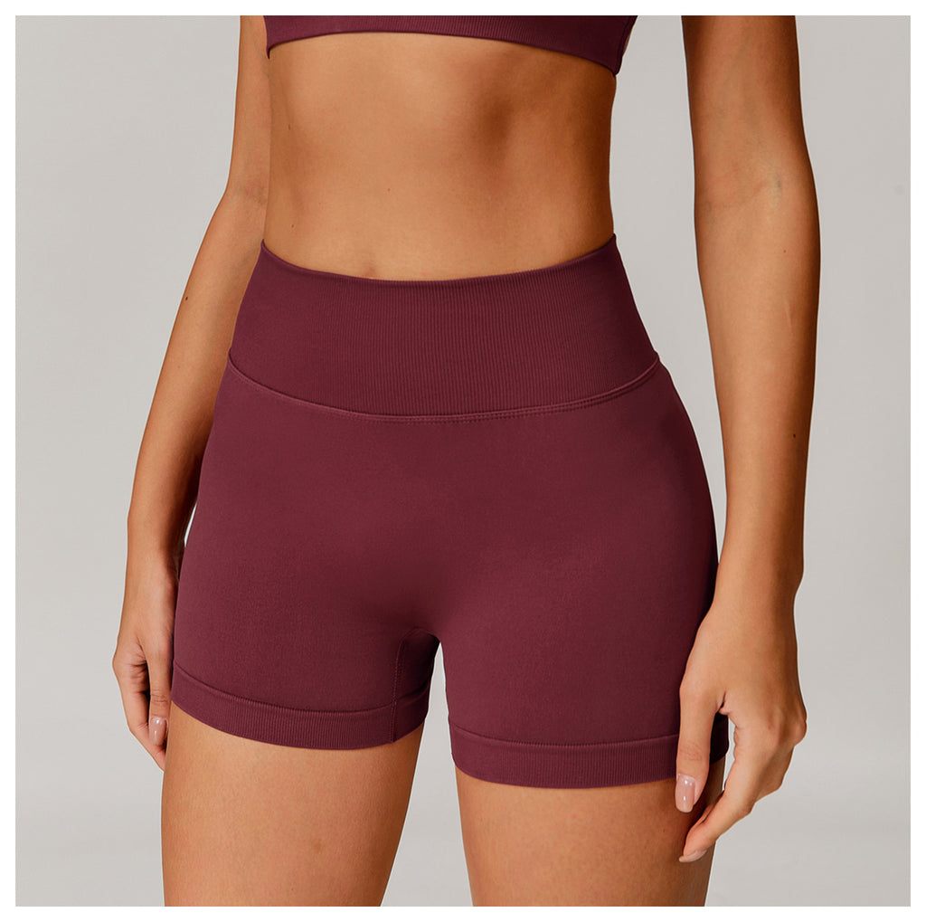 Short de Yoga Taille Haute Sans Couture : Short Cycliste de Sport Gainant et Rehausseur de Fesses 4389