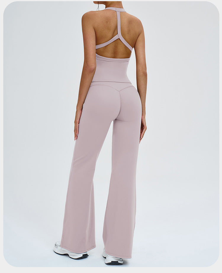 Ensemble de yoga transfrontalier, combinaison de sport antichoc à dos nageur découpé, tenue de yoga décontractée pour la course en extérieur et le fitness