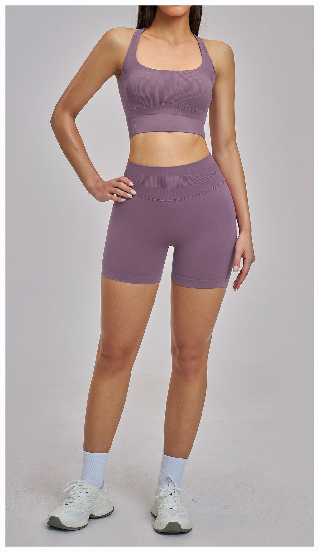 Ensemble de yoga dos nageur sans couture : Tenue de sport extensible et ajustée pour la course et le fitness 4326