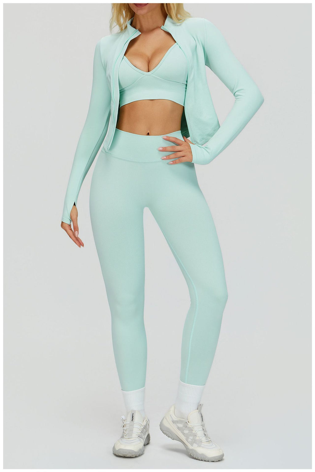 Ensemble de Yoga 3 Pièces Sans Couture : Vêtements de Sport Amincissants Taille Haute & Tenue de Fitness Séchage Rapide 5412