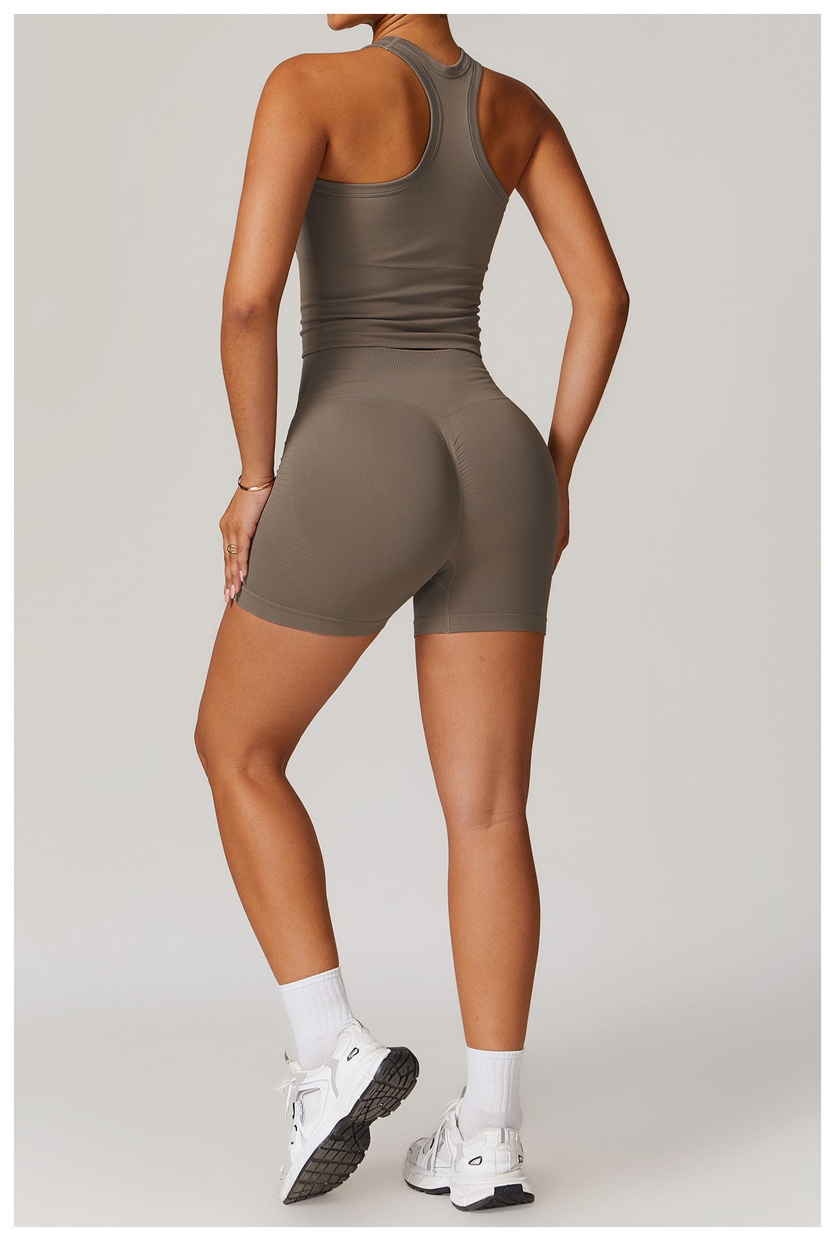 Ensemble de yoga côtelé sans couture à dos nageur : Ensemble de vêtements de sport gainant et rehausseur de fessier 5479