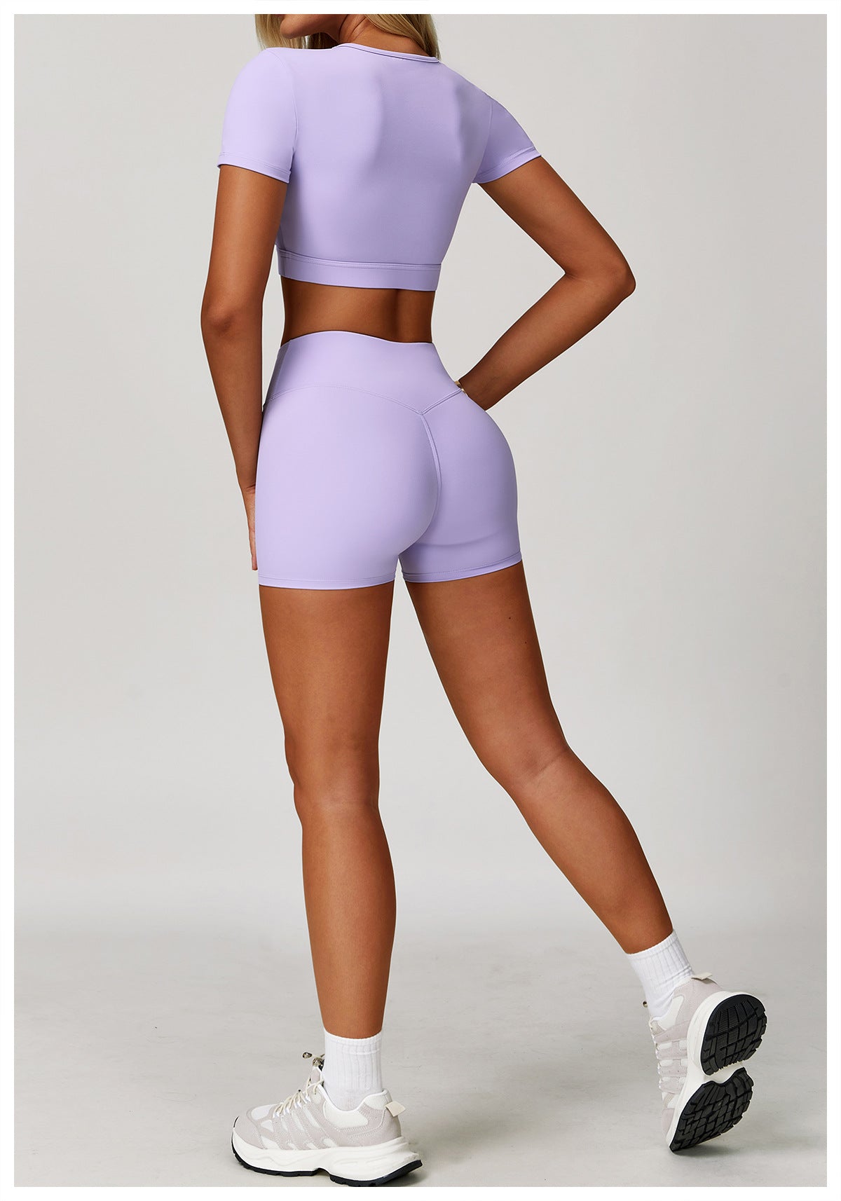 T-shirt de sport d'été à manches courtes pour femme, yoga, découpes, coupe ajustée, antichoc, effet seconde peau, course à pied, fitness