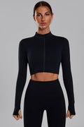 Neues nahtloses Yoga-Set für Damen mit Reißverschluss, Langarm-Cardigan, 2-teiliges, schmal geschnittenes Workout-Outfit für Fitness und Laufen, für alle Jahreszeiten