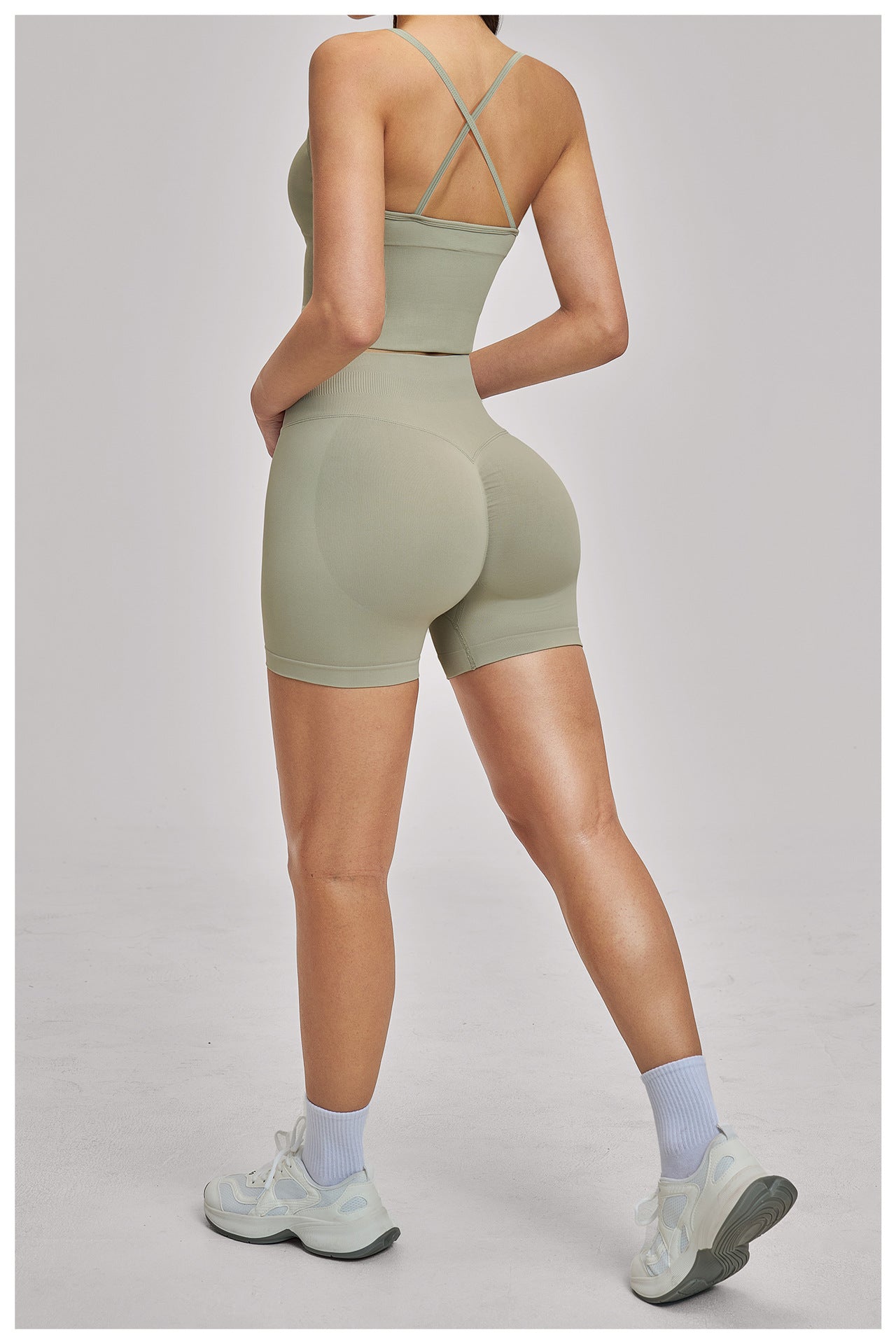 Seamless Criss-Cross Yoga Set: High-Stretch Slim-Fit Activewear & Performance Suite 4486