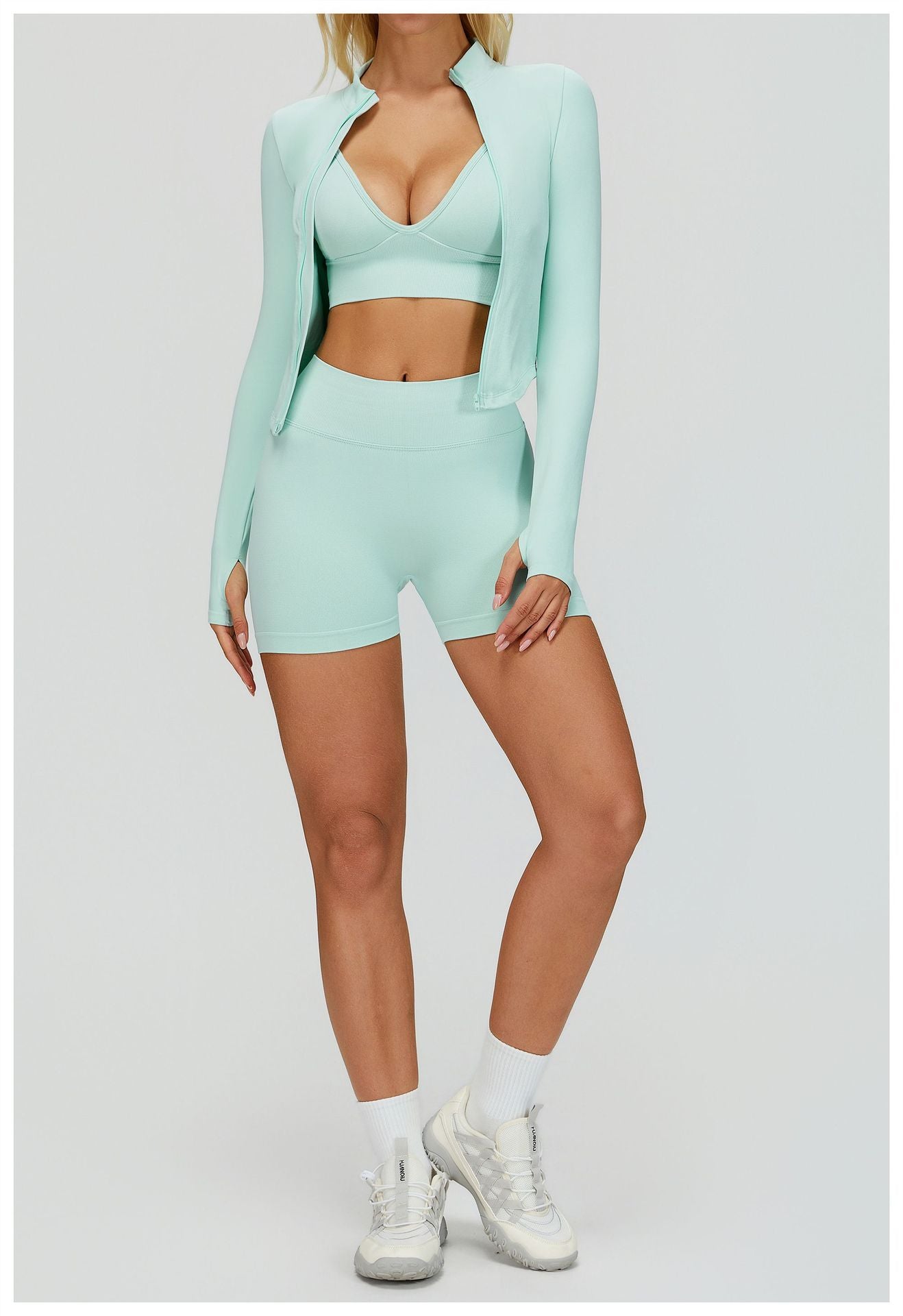 Short de yoga sans couture taille haute en V : Minceur, séchage rapide, actif et cycliste 4725
