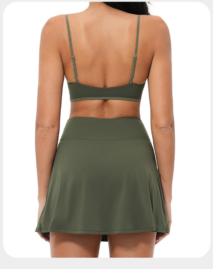 Ensemble de sport pour course en extérieur, jupe de tennis, tenue décontractée à séchage rapide, nouveau style, effet seconde peau, dos nu