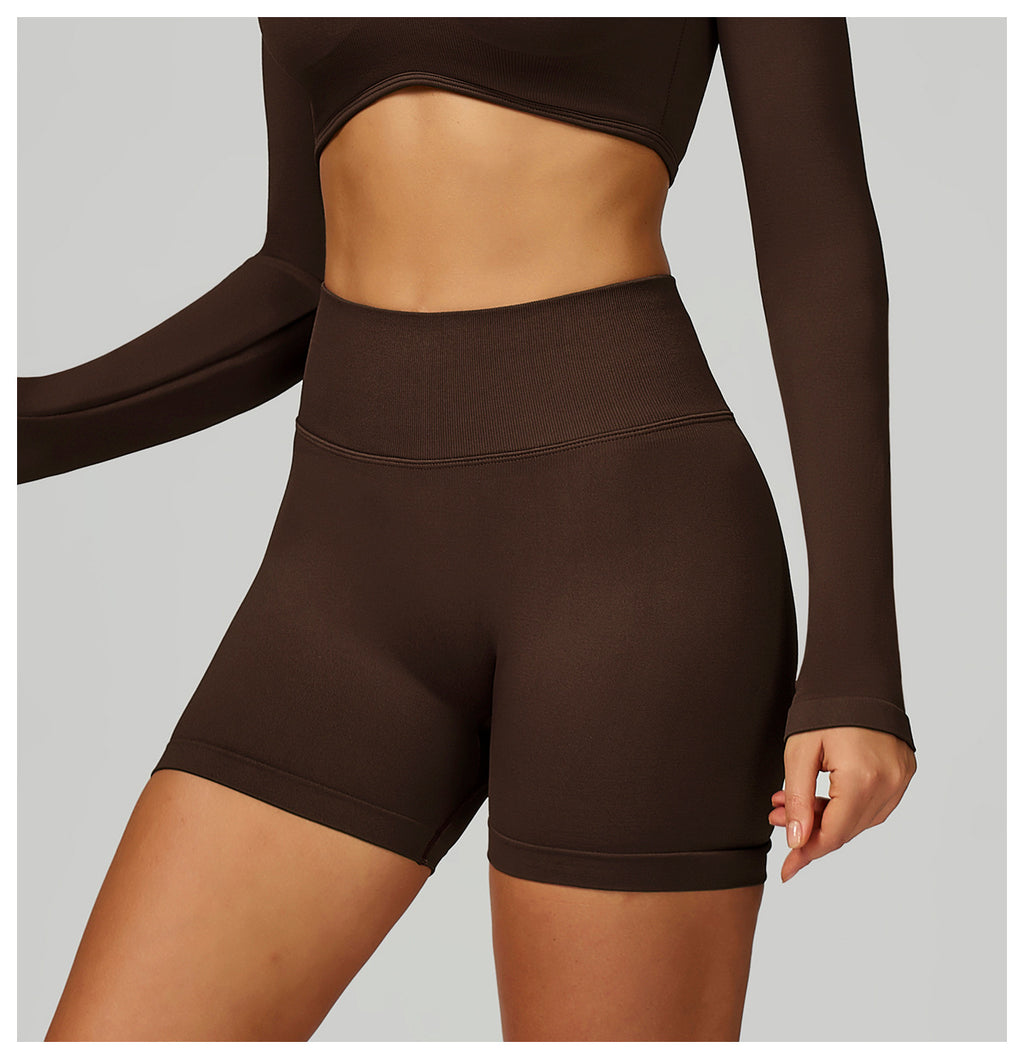 Short de Yoga Sans Couture à Contraste : Legging Taille Haute et Coupe Ajustée pour la Course 5726